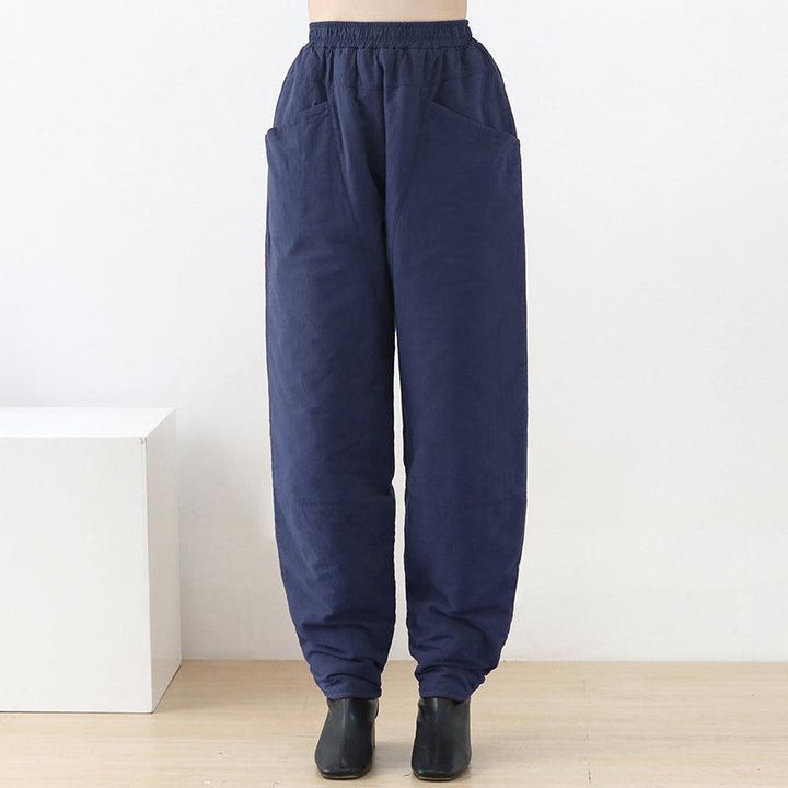 Women Autumn Winter Linen Retro Cotton Padded Pants - ZYLIRA