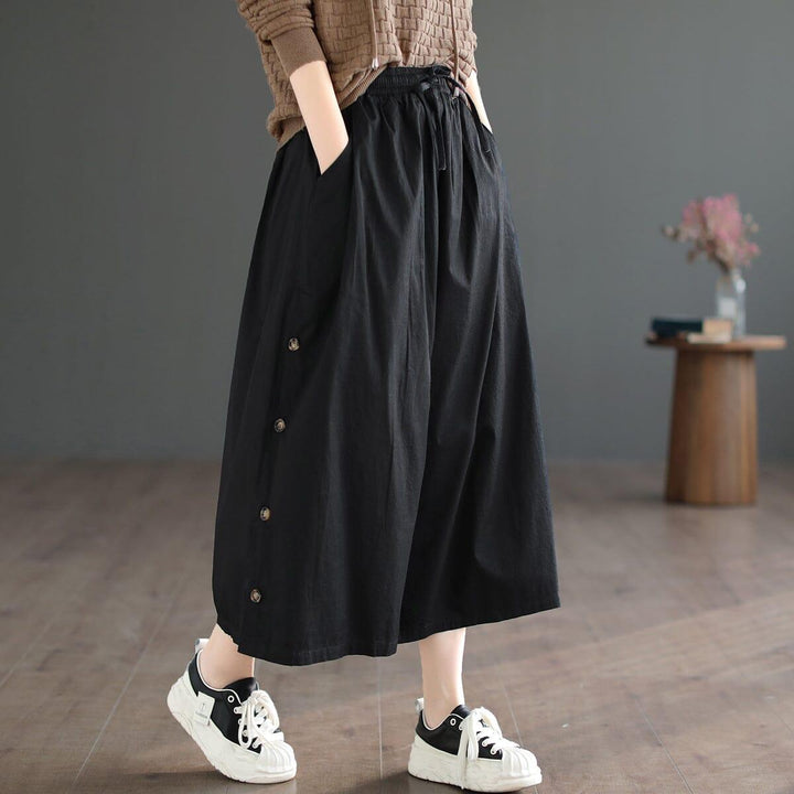 Women Casual Loose Cotton Solid Wide-leg Pants - ZYLIRA