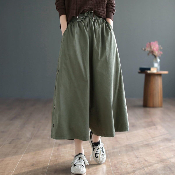 Women Casual Loose Cotton Solid Wide-leg Pants - ZYLIRA