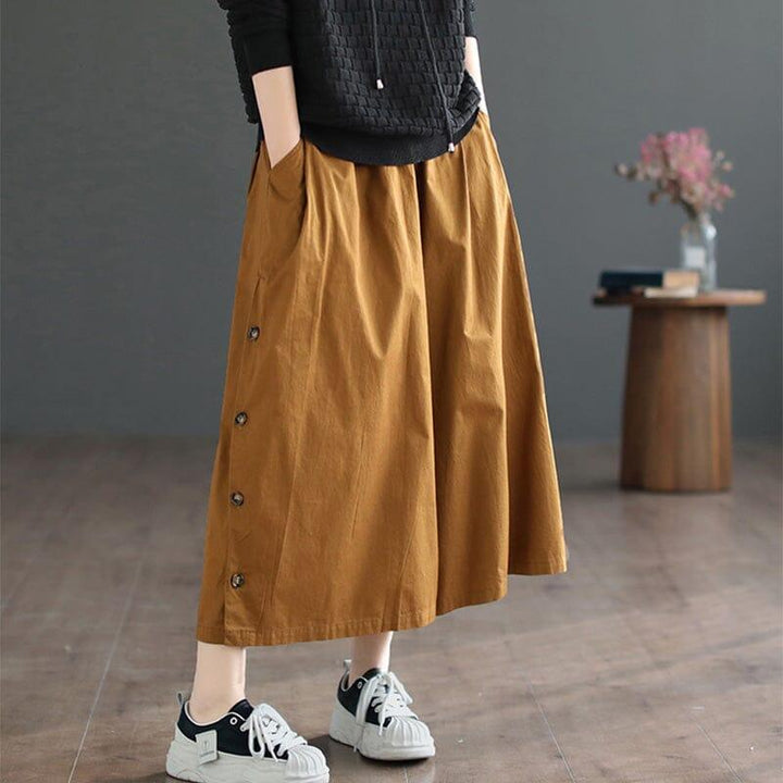 Women Casual Loose Cotton Solid Wide-leg Pants - ZYLIRA