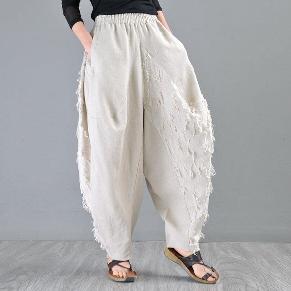 Women Casual Loose Linen Harmen Pants Trousers - ZYLIRA