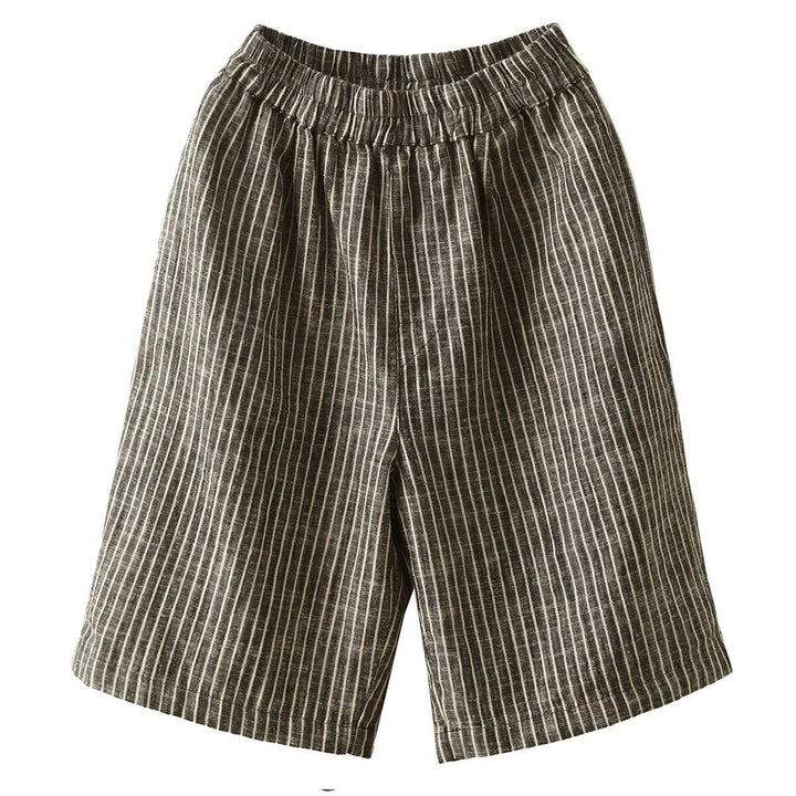 Women Casual Summer Linen Stripe Shorts - ZYLIRA