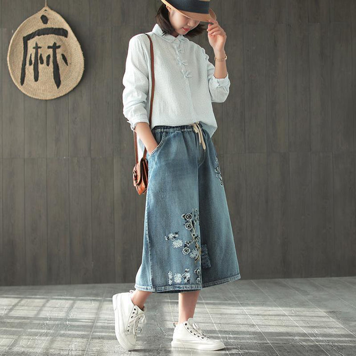 Women Cotton Spring Wide-Leg Loose Literary Pants - ZYLIRA