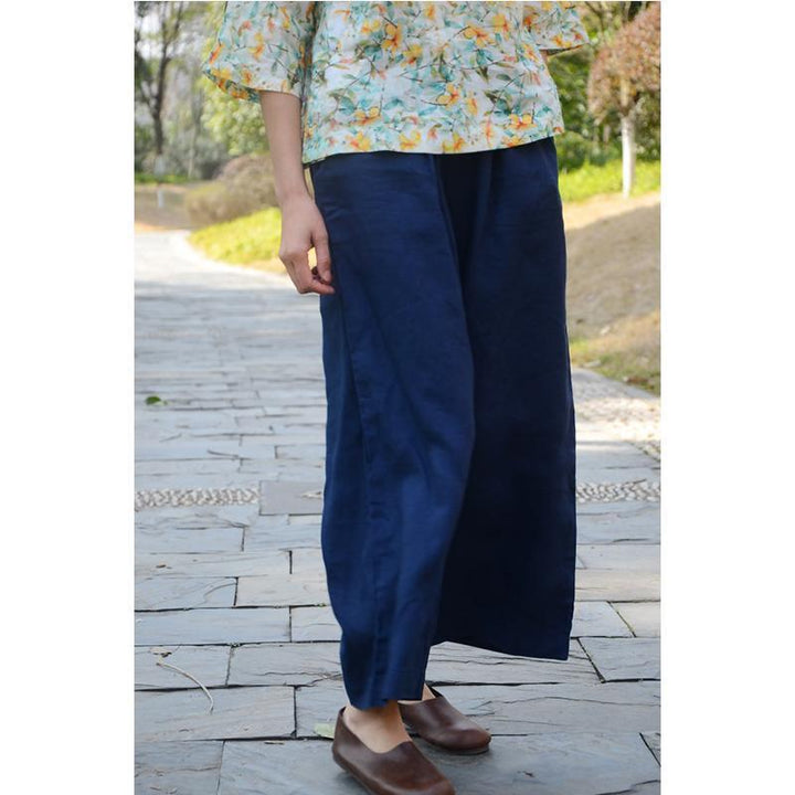 Women Linen Ankle Length Loose Pants - ZYLIRA