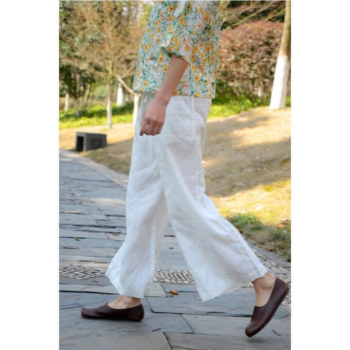 Women Linen Ankle Length Loose Pants - ZYLIRA