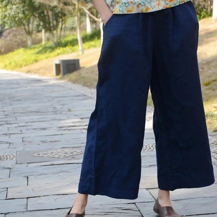 Women Linen Ankle Length Loose Pants - ZYLIRA