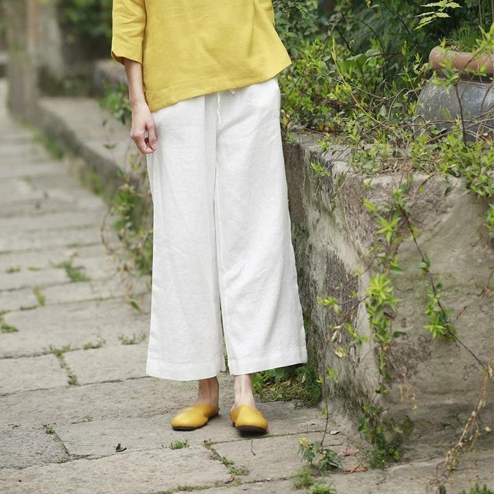 Women Linen Ankle Length Loose Pants - ZYLIRA