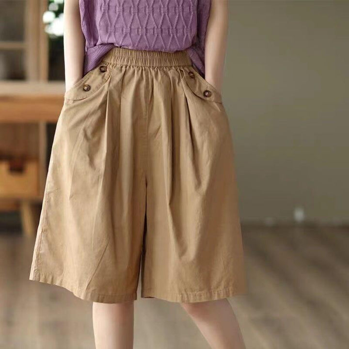 Women Loose Casual Summer Minimalist Cotton Shorts - ZYLIRA