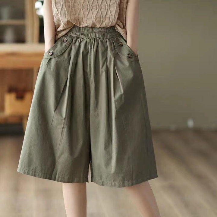 Women Loose Casual Summer Minimalist Cotton Shorts - ZYLIRA