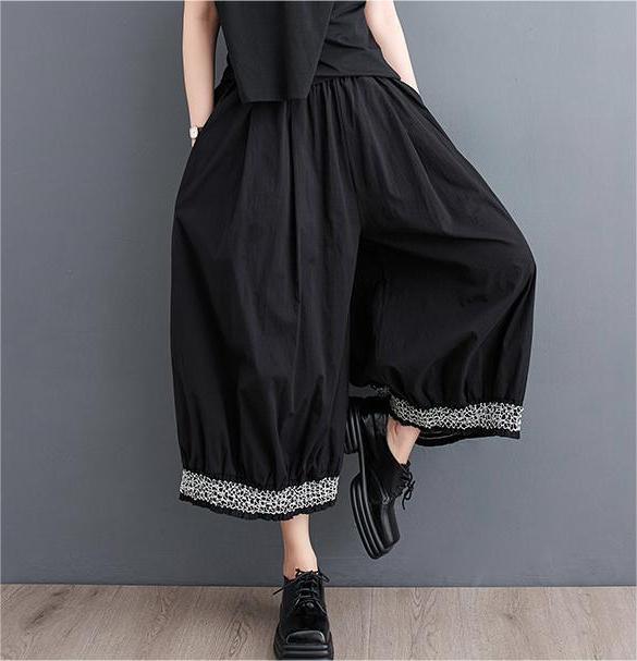 Women Loose Color Block Ruffled Wide Leg Pants - ZYLIRA