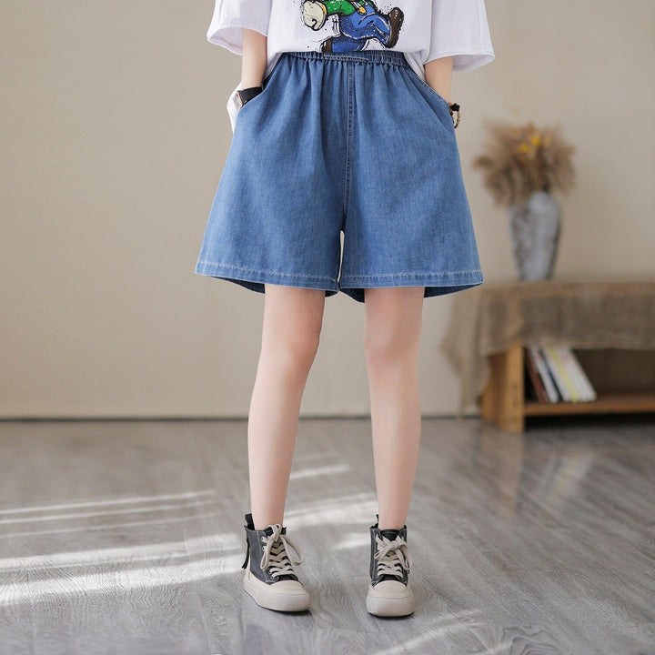 Women Loose Solid Casual Summer Denim Shorts - ZYLIRA