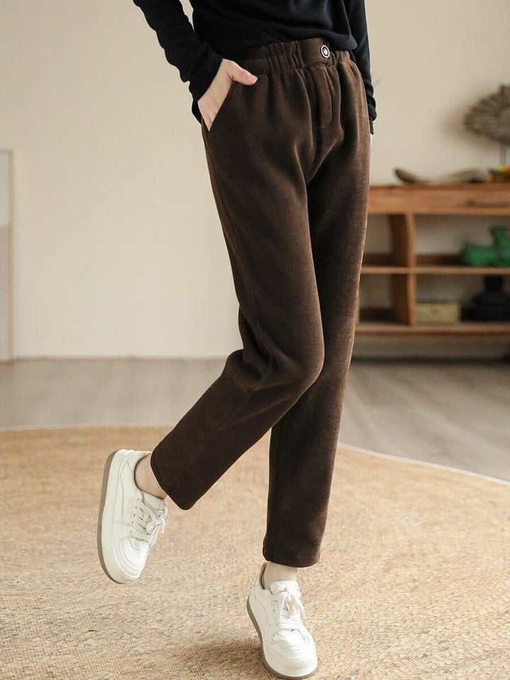 Women Minimalist Casual Furred Corduroy Pants - ZYLIRA