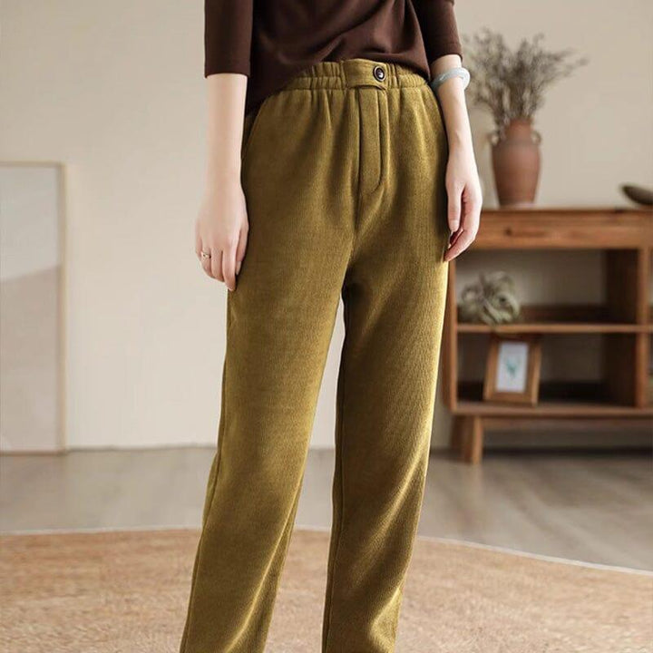 Women Minimalist Casual Furred Corduroy Pants - ZYLIRA