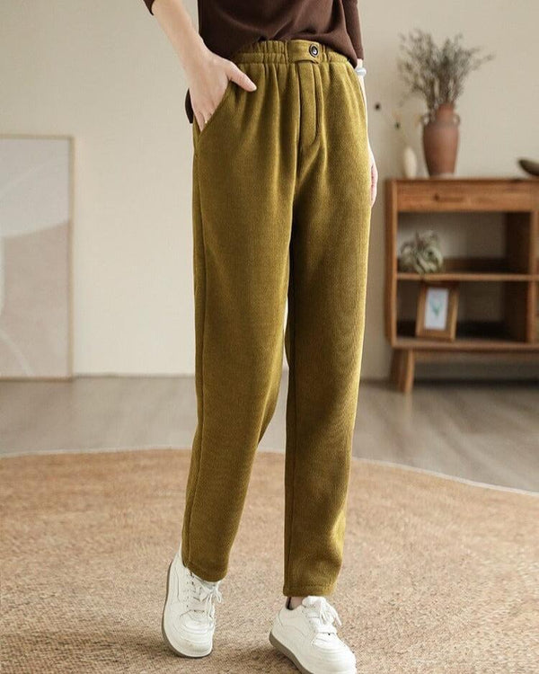 Women Minimalist Casual Furred Corduroy Pants - ZYLIRA