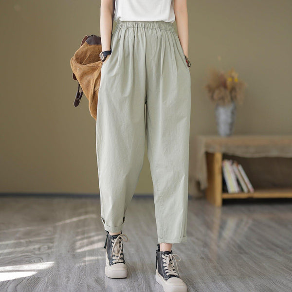 Women Minimalist Casual Loose Cotton Pants - ZYLIRA