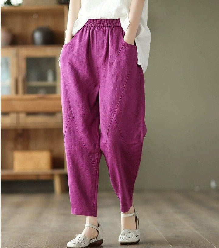 Women Minimalist Casual Loose Linen Pants - ZYLIRA