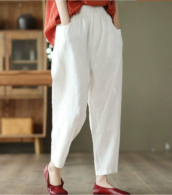 Women Minimalist Casual Loose Linen Pants - ZYLIRA