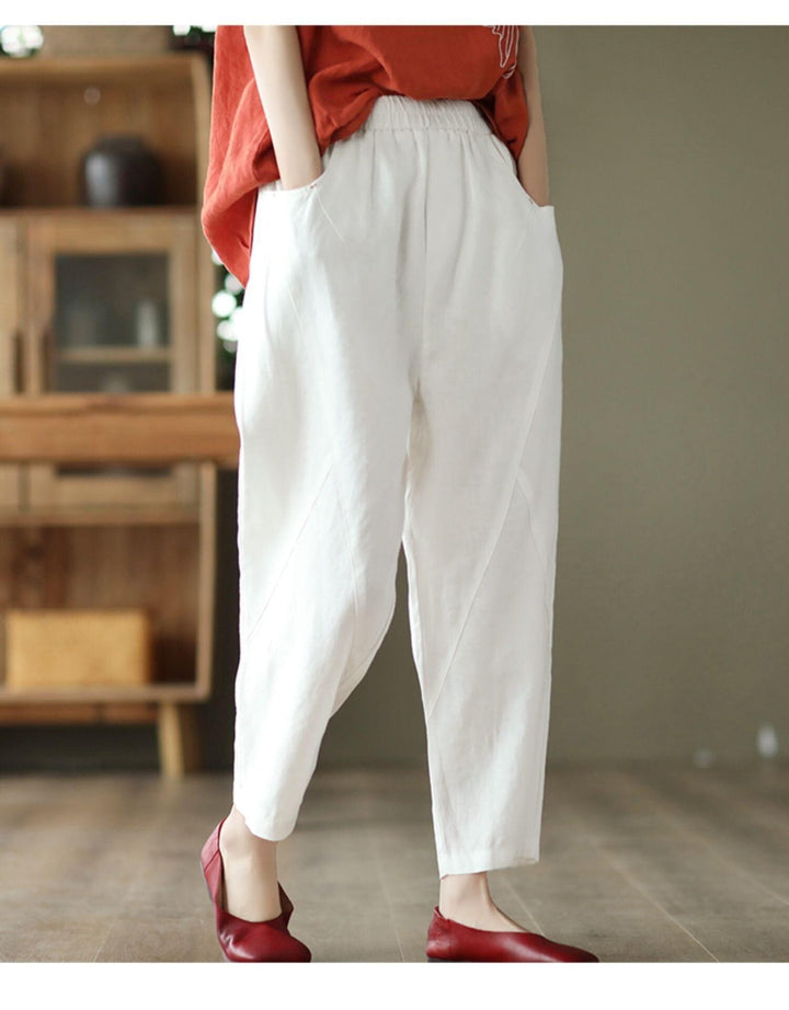 Women Minimalist Casual Loose Linen Pants - ZYLIRA