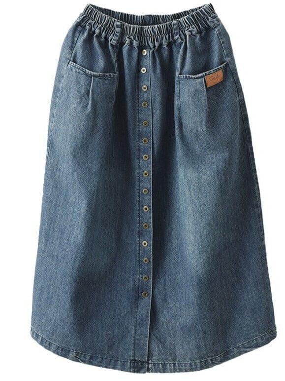 Women Minimalist Casual Split A-line Denim Skirt - ZYLIRA