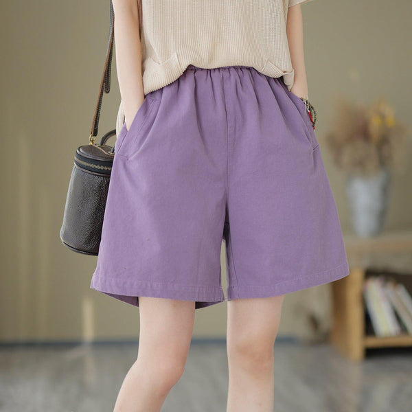 Women Minimalist Loose Cotton Casual Shorts - ZYLIRA