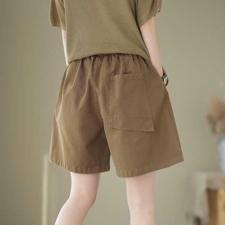 Women Minimalist Loose Cotton Casual Shorts - ZYLIRA