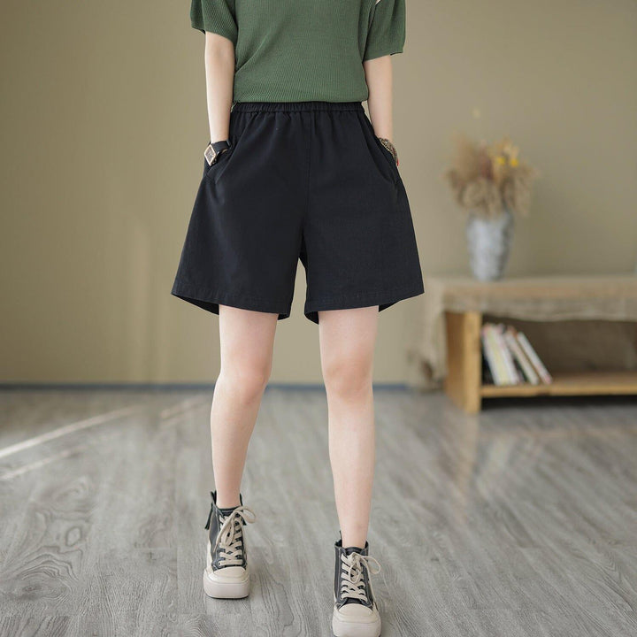 Women Minimalist Loose Cotton Casual Shorts - ZYLIRA