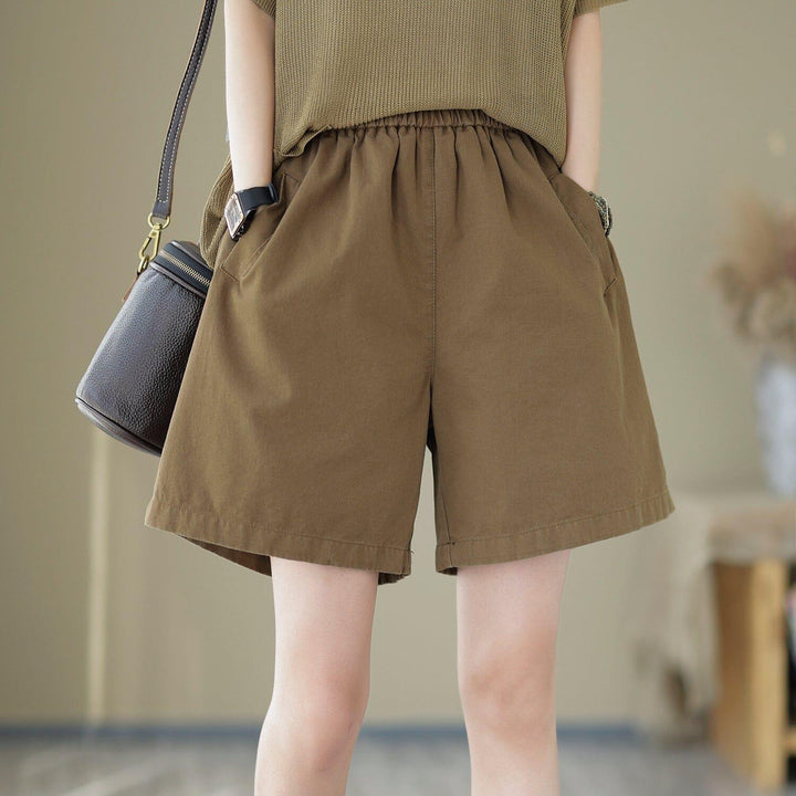 Women Minimalist Loose Cotton Casual Shorts - ZYLIRA