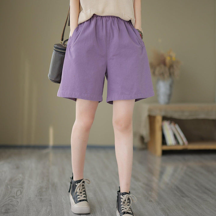 Women Minimalist Loose Cotton Casual Shorts - ZYLIRA