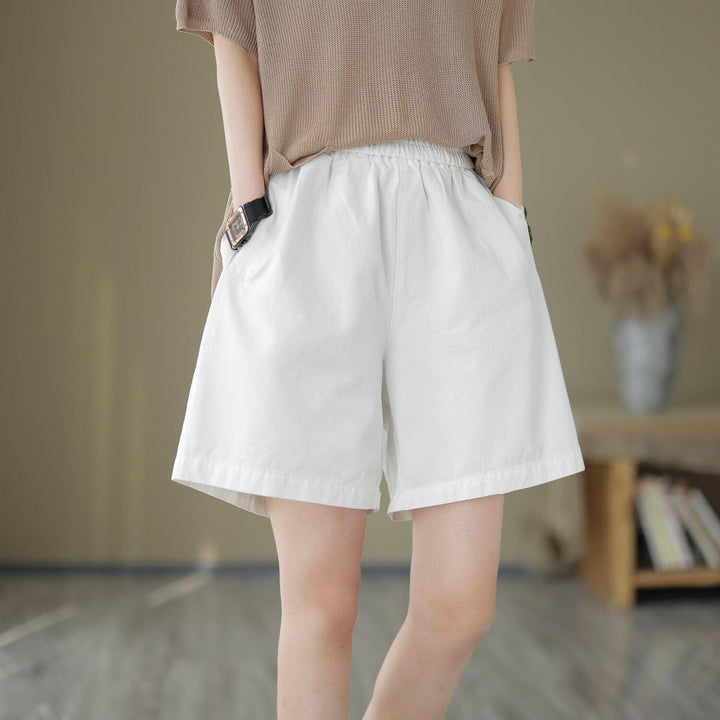 Women Minimalist Loose Cotton Casual Shorts - ZYLIRA