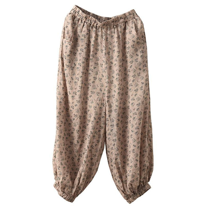 Women Retro Floral Summer Loose Linen Pants - ZYLIRA