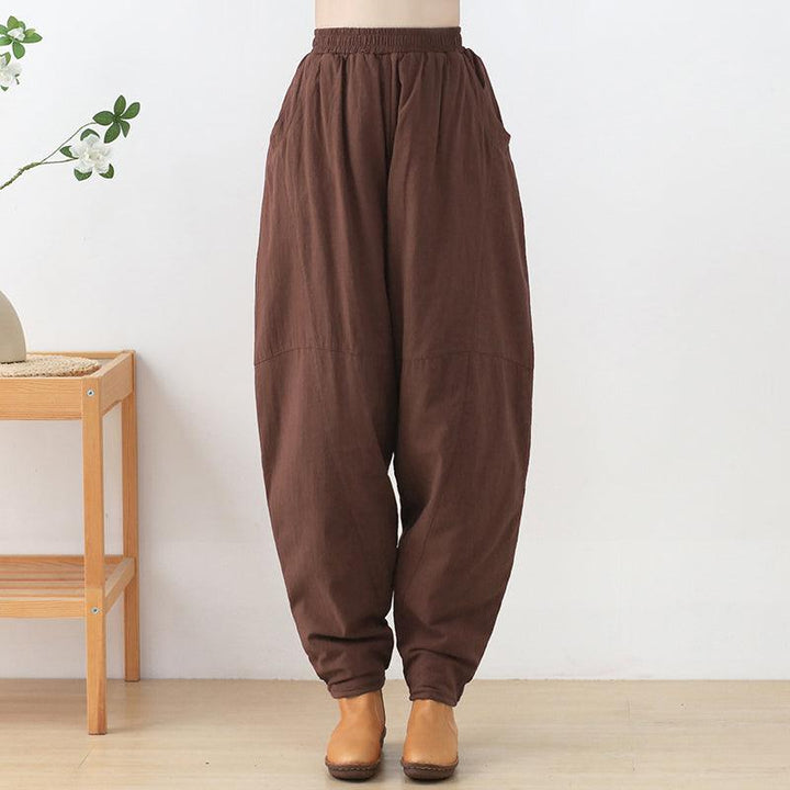 Women Retro Linen Loose Winter Cotton Padded Pants - ZYLIRA