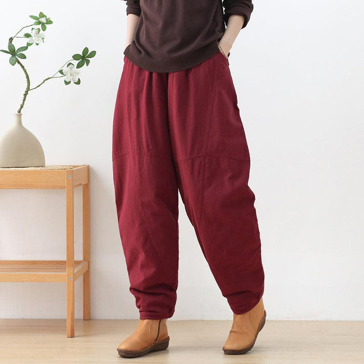 Women Retro Linen Loose Winter Cotton Padded Pants - ZYLIRA