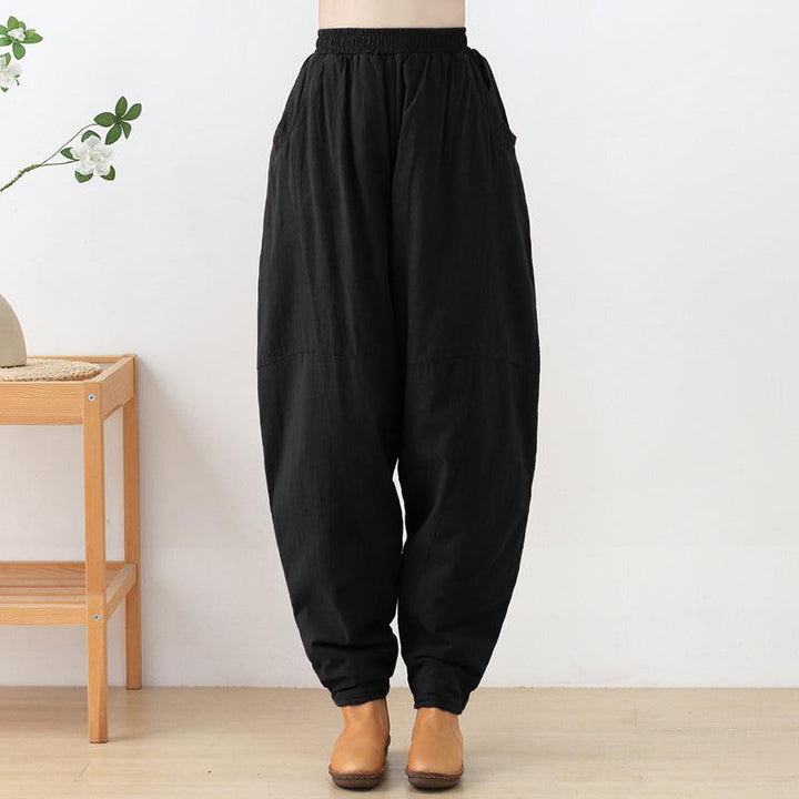 Women Retro Linen Loose Winter Cotton Padded Pants - ZYLIRA