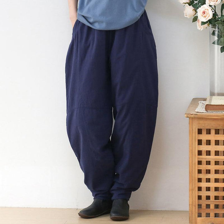 Women Retro Linen Loose Winter Cotton Padded Pants - ZYLIRA