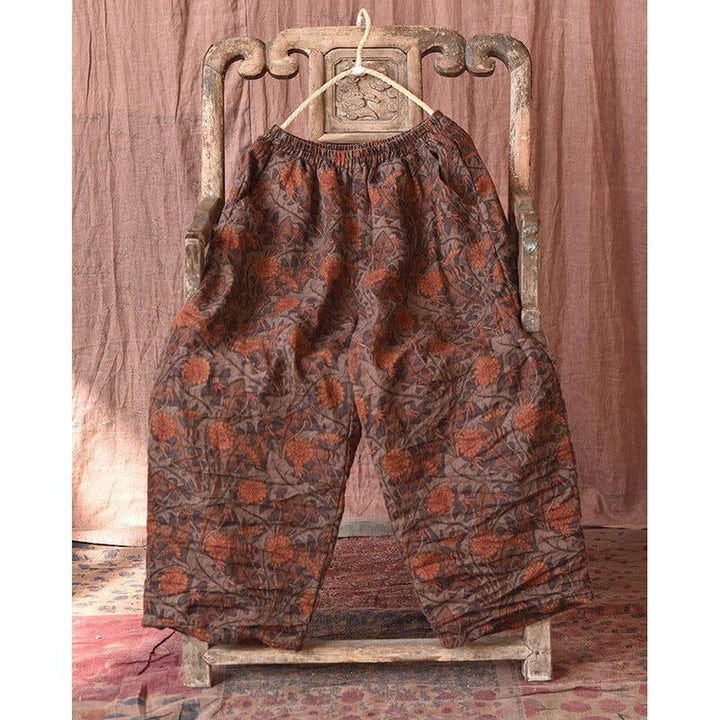 Women Retro Print Casual Loose Linen Pants - ZYLIRA