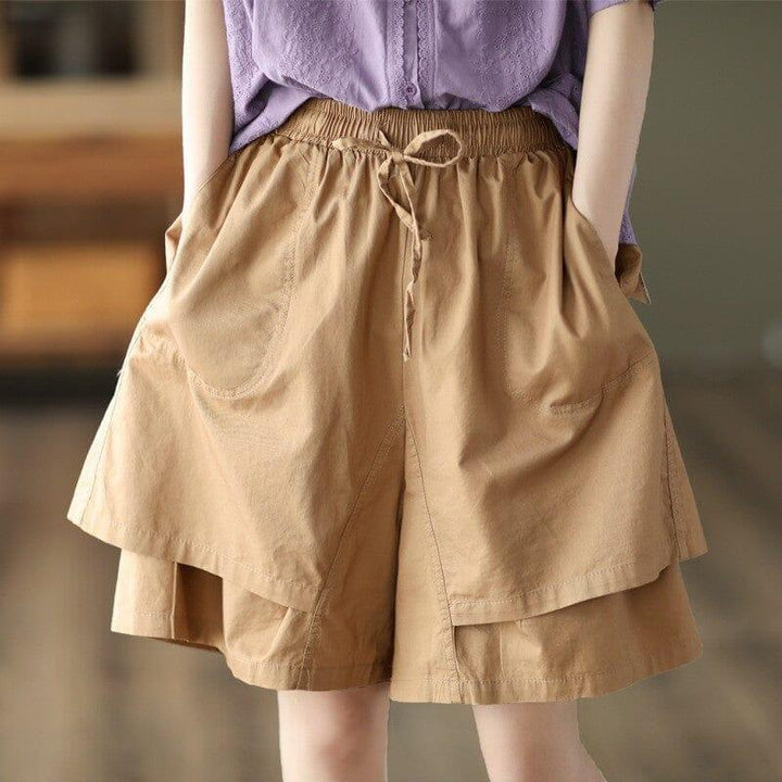 Women Retro Summer Patchwork Loose Shorts - ZYLIRA