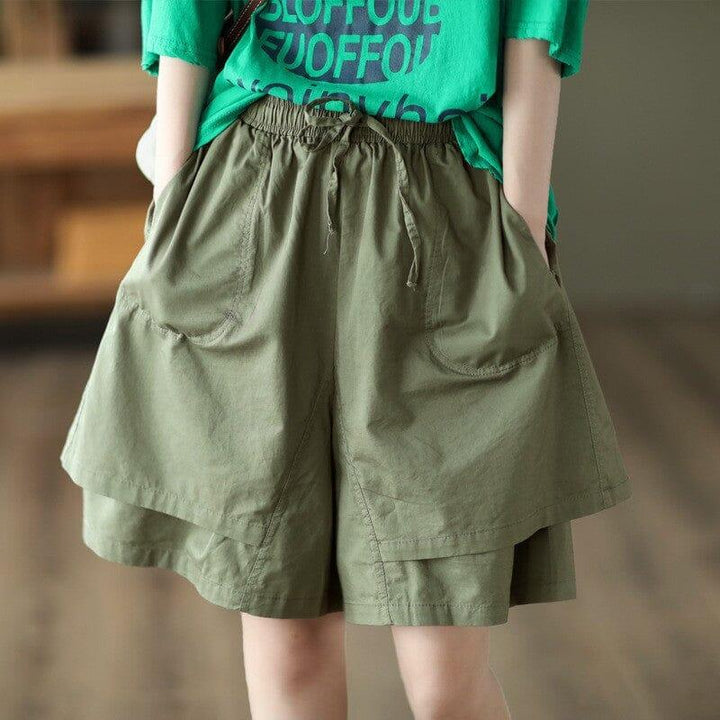 Women Retro Summer Patchwork Loose Shorts - ZYLIRA