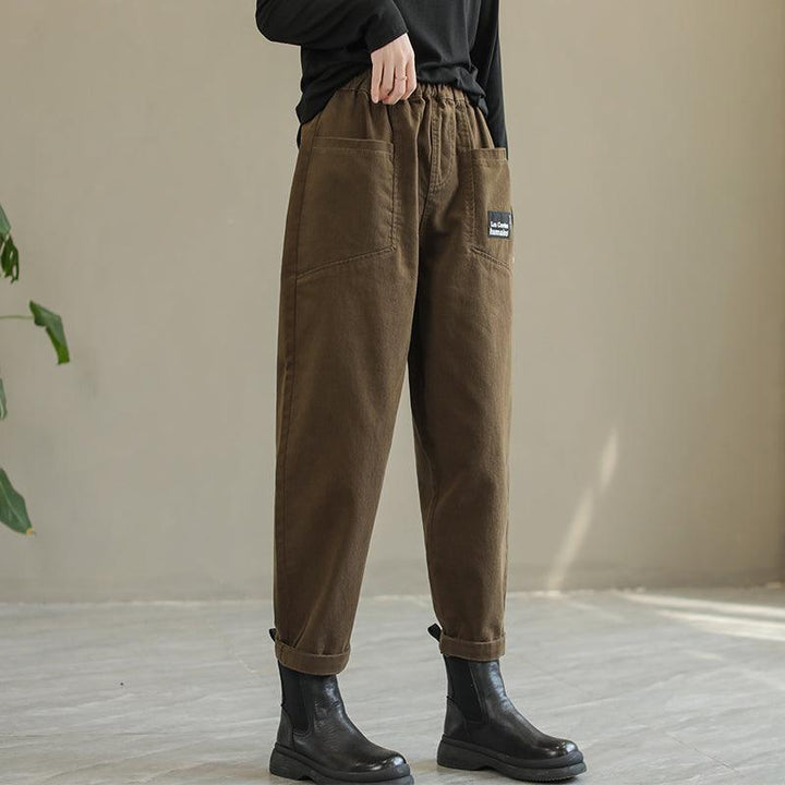 Women Solid Patchwork Cotton Fashion Pants - ZYLIRA