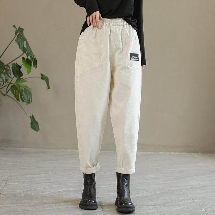 Women Solid Patchwork Cotton Fashion Pants - ZYLIRA