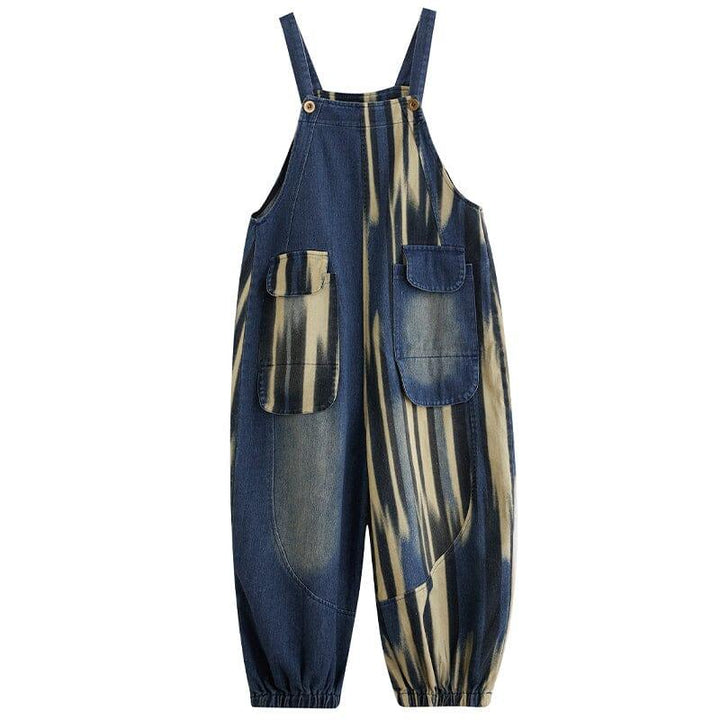 Women Spring Casual Print Loose Denim Jumpsuit - ZYLIRA