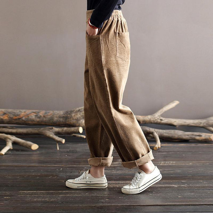 Women Spring Cotton Corduroy Retro Casual Pants - ZYLIRA