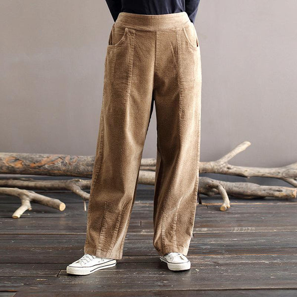 Women Spring Cotton Corduroy Retro Casual Pants - ZYLIRA