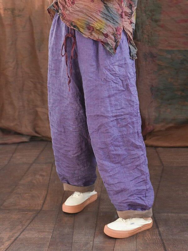 Women Spring Retro Pleated Linen Loose Pants - ZYLIRA