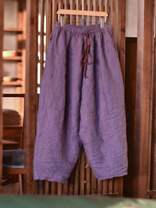 Women Spring Retro Pleated Linen Loose Pants - ZYLIRA