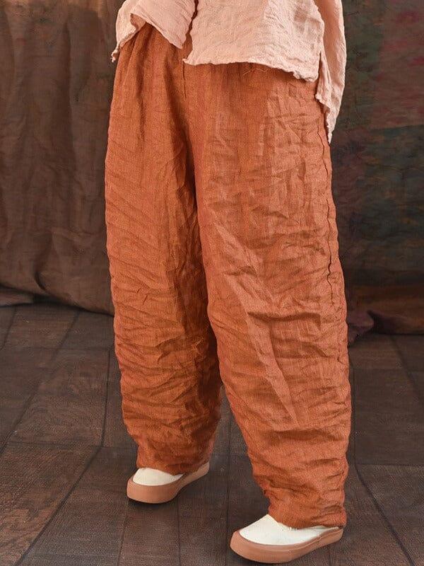 Women Spring Retro Pleated Linen Loose Pants - ZYLIRA