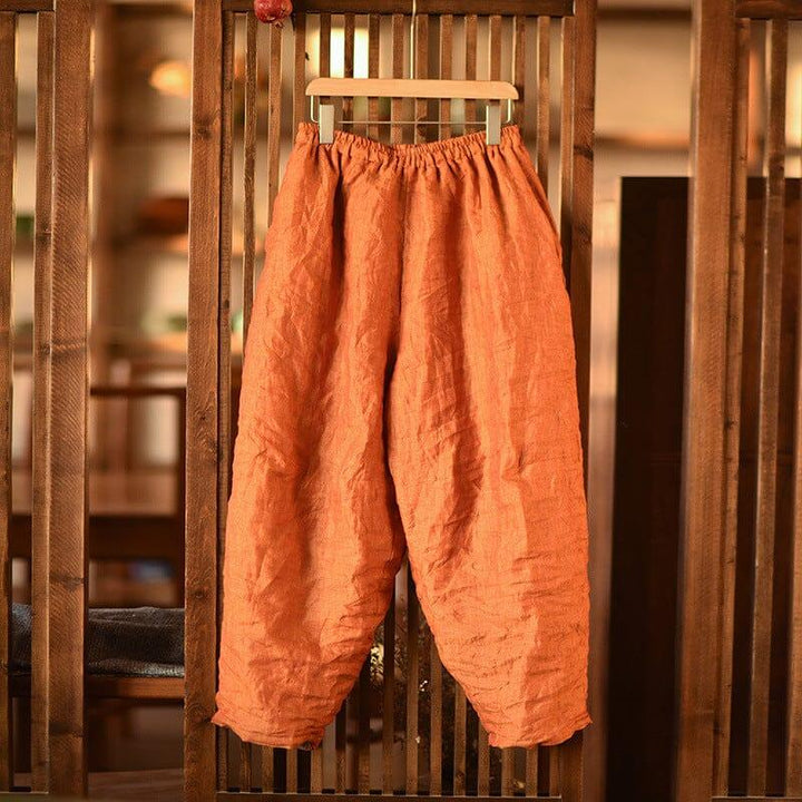 Women Spring Retro Pleated Linen Loose Pants - ZYLIRA