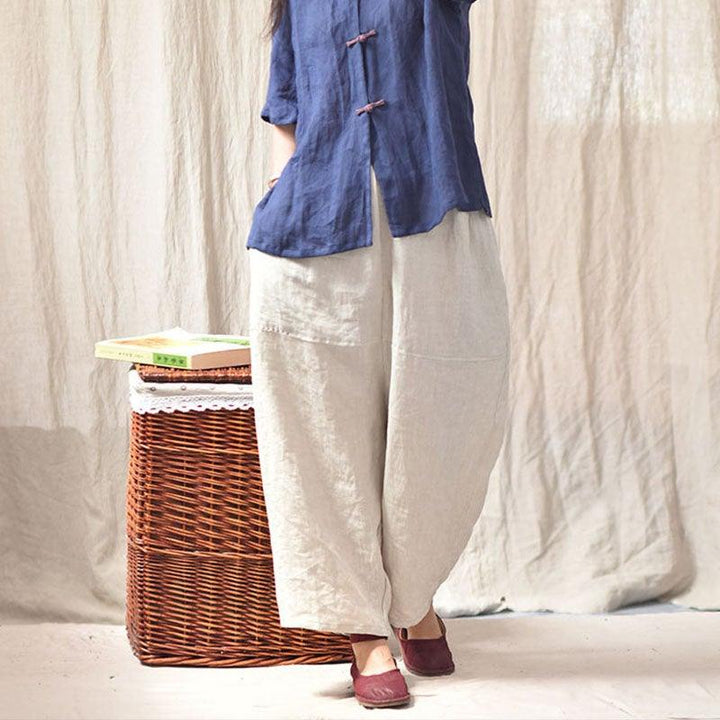 Women Spring Retro Plus Size Casual Linen Pants - ZYLIRA