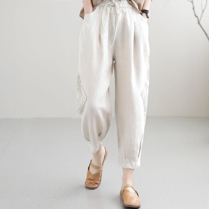 Women Summer Casual Loose Hollow Thin Linen Pants - ZYLIRA