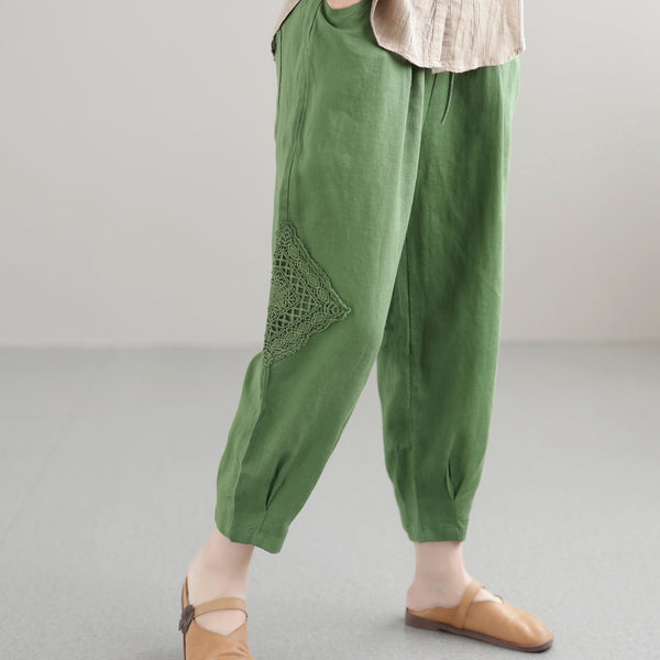 Women Summer Casual Loose Hollow Thin Linen Pants - ZYLIRA