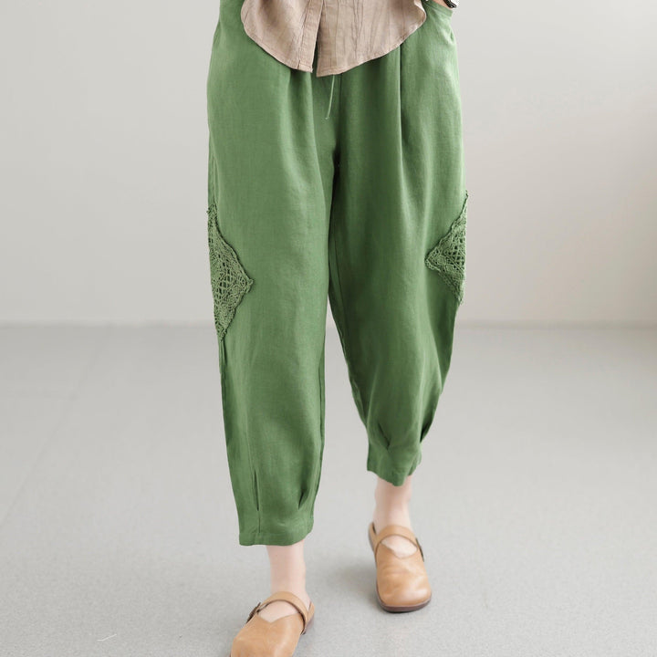 Women Summer Casual Loose Hollow Thin Linen Pants - ZYLIRA